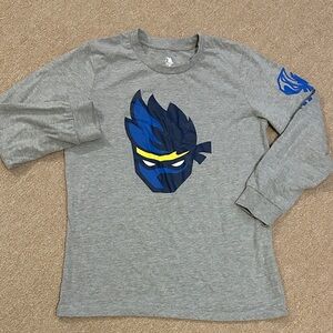 Ninja Gray and Blue Kids Long Sleeve Tee shirt T-shirt XL Boys